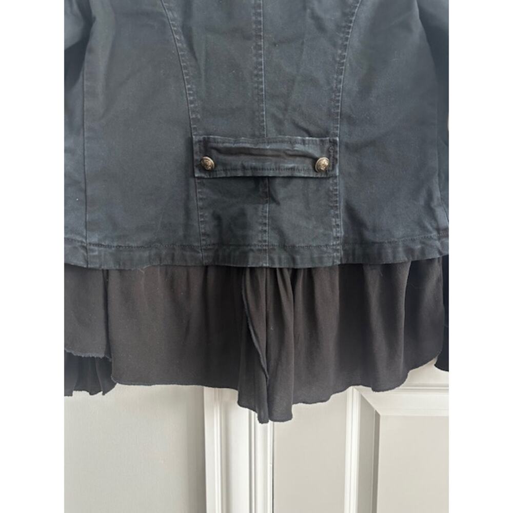 Free People Ruffled Military Romantic Jacket XS Washed Black - Picture 9 of 11